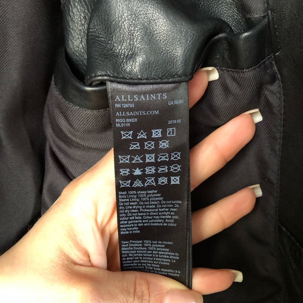 Allsaints mens Rigg leather biker jacket - Picture 8 of 15